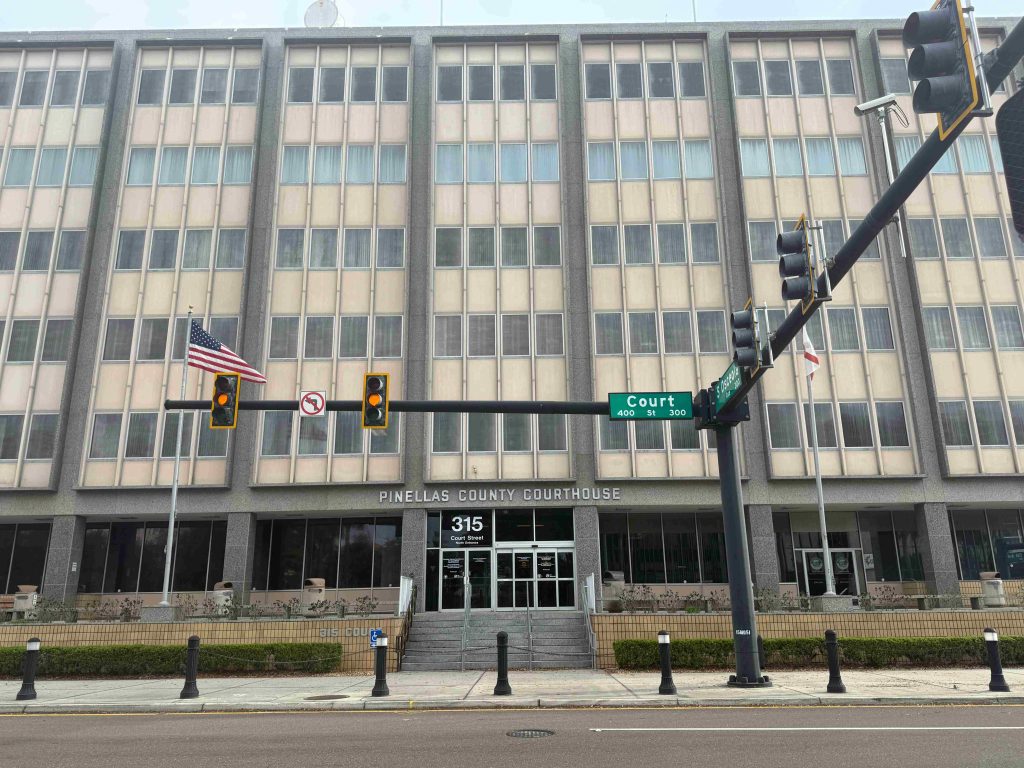 Clearwater Courthouse exterior at 315 Court St., home to the Pinellas County Clerk of Court Probate Department in Room 106. Florida Probate Law Group provides flat fee estate administration for families in Tierra Verde and the Sixth Judicial Circuit.