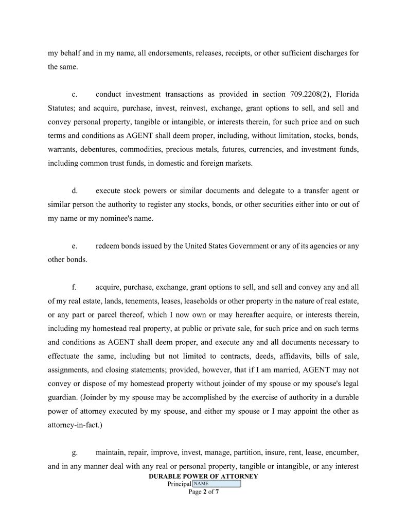 Free fillable Florida POA page 8 with instructions