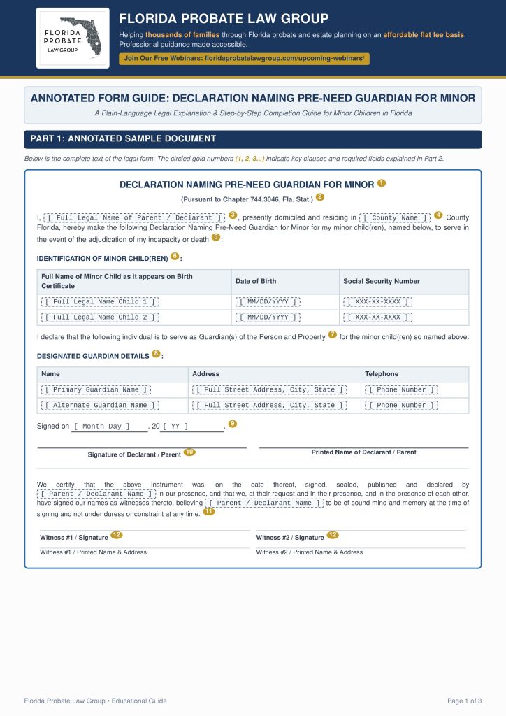 Free fillable Florida Pre-Need Guardian Page 1 from FPLG