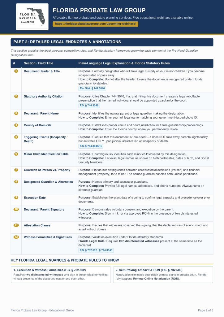 Free fillable Florida Pre-Need Guardian Page 2